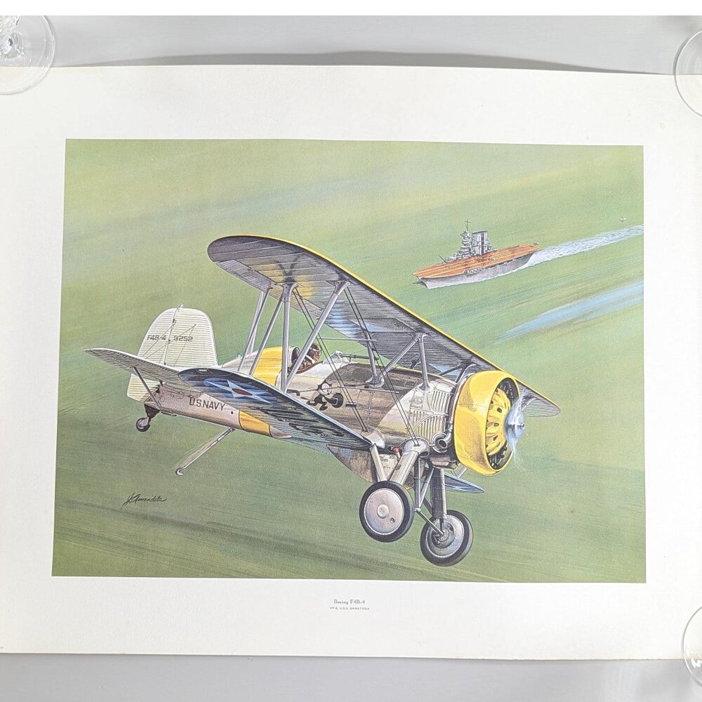 Vintage 16x20" John Amendola Aviation Lithograph Print Boeing F4B-4, Printed in